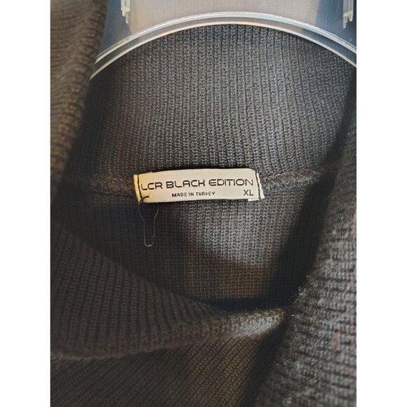 LCR Black Edition XL Sweater, Cotton Blend, Abstract Print, Black, Zip Cowl Neck - Picture 3 of 5